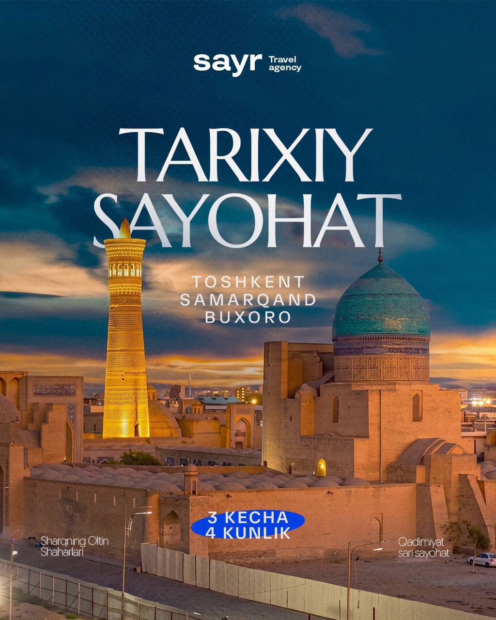 Toshkent + Samarqand sayohati